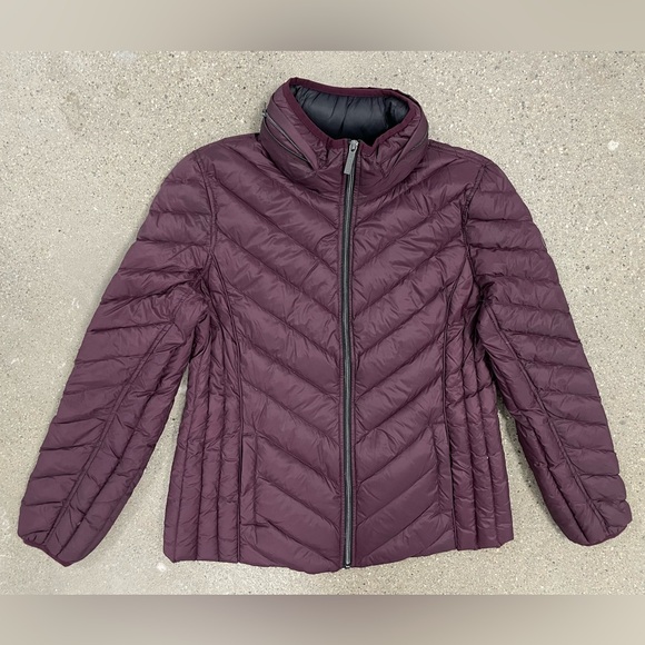 Michael Kors Purple Down Feather Filled Packable Puffer Winter Coat Jacket Large - Picture 1 of 16